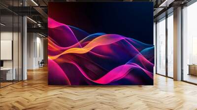 74. Radiant ribbons in a gradient of neon colors forming a dynamic wave pattern Wall mural