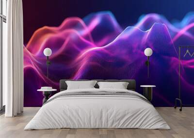 78. Colorful waveforms in neon hues creating a stunning, fluid effect in a clear environment Wall mural