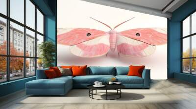 79. A lifelike 3D render of a pink moth with delicate wing textures, isolated on a pristine white background Wall mural