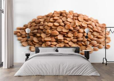 83. A pile of dried legume seeds isolated on a white backdrop Wall mural