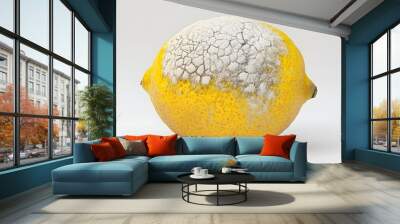 9. **A 3D render of a moldy lemon, with white fungal growth and wrinkled peel, isolated on a pristine white surface Wall mural