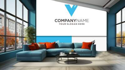 Premium Vector, Initial V Logo With Tech Elements Wall mural