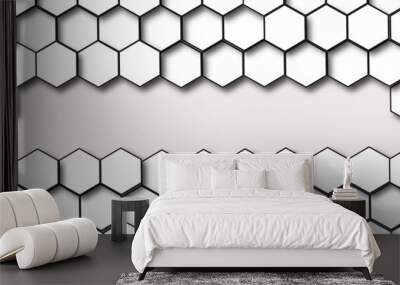 Abstract white background with hexagon and hexagonal background. geometric mesh cell texture. Luxury white pattern with hexagons. Vector illustration.3D futuristic abstract honeycomb mosaic background Wall mural