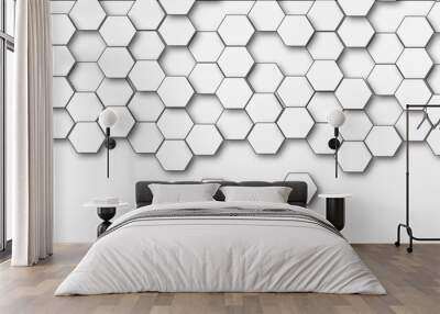 Abstract white background with hexagon and hexagonal background. geometric mesh cell texture. Luxury white pattern with hexagons. Vector illustration.3D futuristic abstract honeycomb mosaic background Wall mural