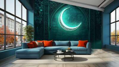 Ramadan Eid Mubarak simple minimalist background. AI generative. Wall mural