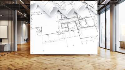 architectural blueprints rolls Wall mural