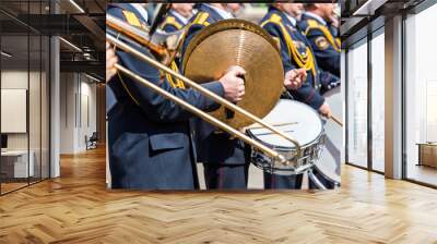 musicians of the military brass band at parade Wall mural