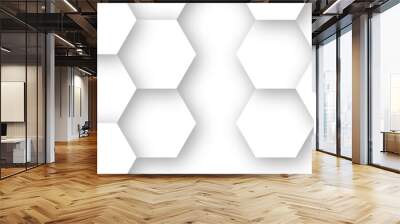 Futuristic 3D Hexagonal White Vector Background: A Minimalistic Design Approach Wall mural