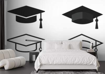 graduation cap icon, university or college graduation hat icon, student graduation cap diploma, vector illustration Wall mural