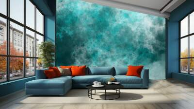 Mint realistic illustration,cloudscape atmospheresky with puffy. transparent smoke. smoky illustration. texture overlays realistic fog or mist,fog effect. liquid smoke risingreflection of neon backgro Wall mural