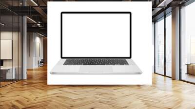 realistic laptop mockup with blank screen isolated on white background, perspective laptop mock up d Wall mural