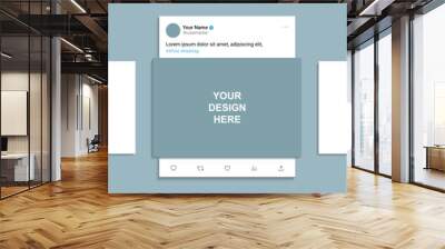 social media post mockup. post frame template text editable. modern social media app interface mock up. vector illustration Wall mural