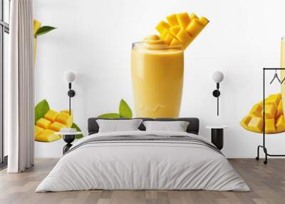 Set of a photo image of a Mango Lassi on a Transparent Background  Wall mural