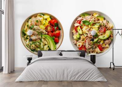 Set of Tuna Salad with Avocado is in the top view on a transparent background Wall mural