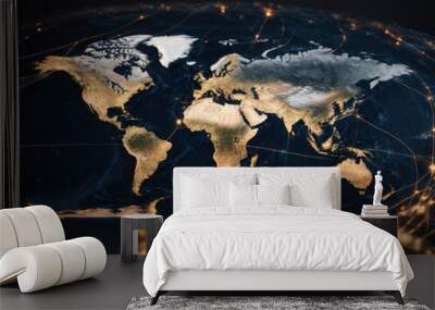 world map on black Wall mural