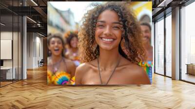 Brazilian Carnival and Samba: A Cultural Experience - Beauty Woman Dancing to the Rhythms of Samba, Infusing the Celebration with Vibrancy and the Spirit of Brazil. Wall mural