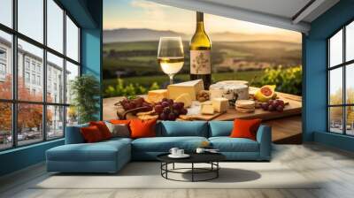 Stellenbosch Elegance: A Sophisticated Wine and Cheese Pairing Experience in South Africa, Showcasing the Art of Combining Different Flavors in the Culinary Culmination.

 Wall mural