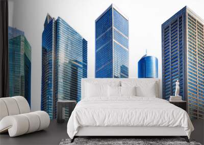 detached buildings, apartment blocks and high-rise buildings with glass facades and transparent skyline Wall mural