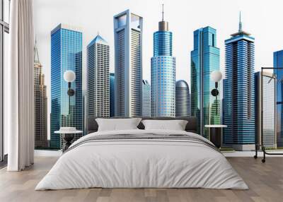 Futuristic Skyscraper Urban Skyline Abstract Cityscape Modern Architectural Design Transparent Metropolis Business Concept Wall mural