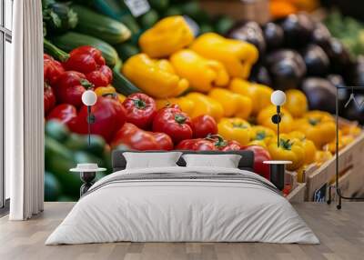 Close-up Fresh vegetables displayed in traditional market, vegetables displayed in traditional market Wall mural