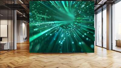 Digital technology speed connect blue green background, high-tech circuit board or futuristic interface Wall mural