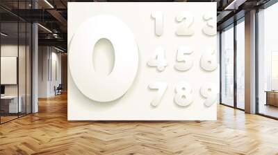 3d Joyful set of cut paper vector numbers, from 1 to 0. Eps 10.  Wall mural