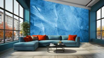 Cracked ice texture. Winter frosty weather concept Wall mural