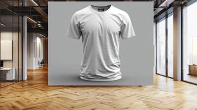 Blank white t-shirt mockup on white background Wall mural