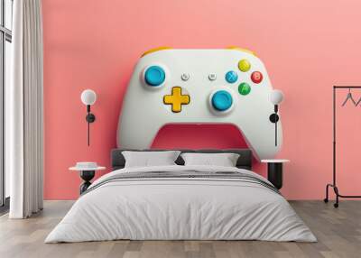 Modern video game controller on colorful gradient background Wall mural