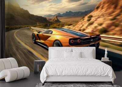 sports car on the road with motion blur Wall mural