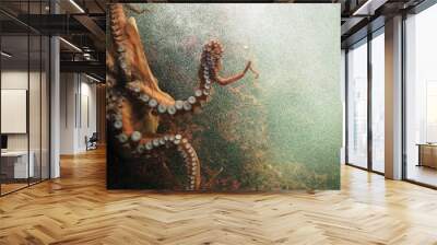 Closeup of beautiful octopus swimming. Wall mural