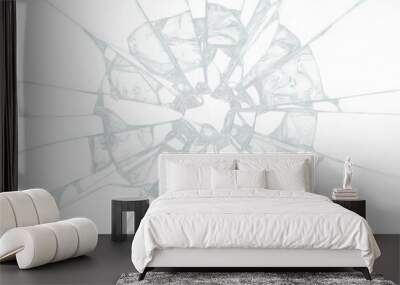 Crumbled glass texture background - transparent background PNG. Isolated broken glass.  Wall mural