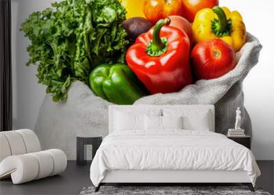 PNG Fresh vegetables in a burlap bag on display Wall mural