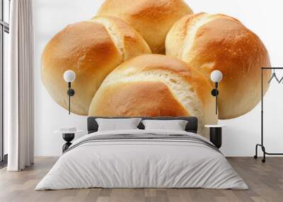 Freshly baked dinner rolls on a plate, cut out - stock png. Wall mural