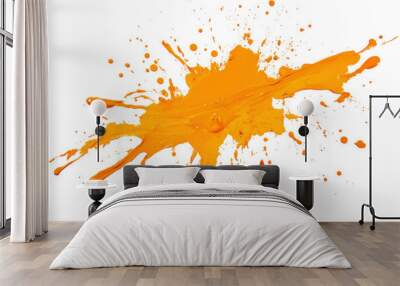 Orange paint splash, cut out - stock png. Wall mural