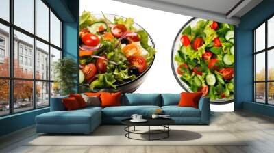 Salad in a glass bowl, cut out - stock png. Wall mural