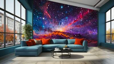 abstract backgrounds stunning illustration universe nebula galaxy starry sky planets colorful	 Wall mural