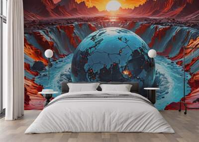 Earth in the space. 3d illustration. Wall mural