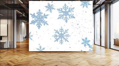 Isolated background, Snowflakes floating in the air, Transparent background PNG Wall mural