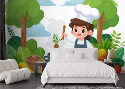 cooking in nature  vector Wall mural