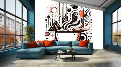 cup of coffee Abstract paint vector Artwork Wall mural