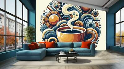 cup of coffee Abstract paint vector Artwork Wall mural