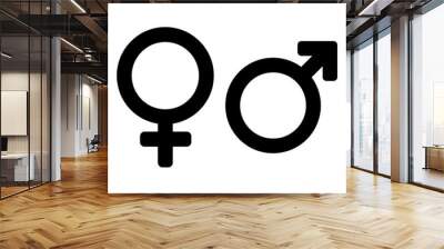 male and female symbols. Gender symbol. Female and male icon. Man and woman sign. Isolated on white background. sign for male and female. Wall mural