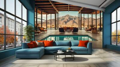 style house with mountain view Wall mural