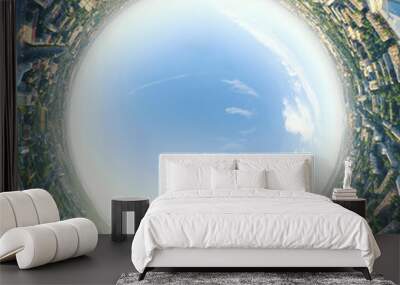 Aerial city view - little planet mode Wall mural