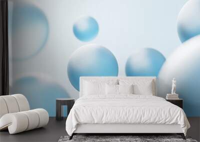 Blue Bubbles cosmetic concept, Abstract blue bubbles background. Wall mural