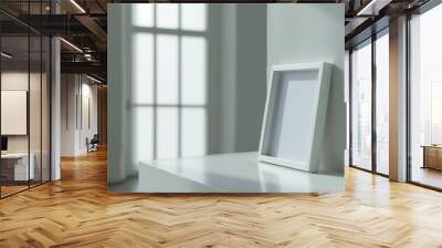 Minimal interior design mockup of a picture poster frame. Wall mural