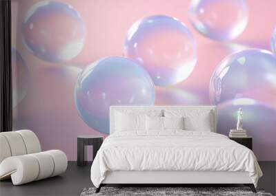 Oil bubbles collagen skin serum on pastel background. concept skin care cosmetics. Wall mural