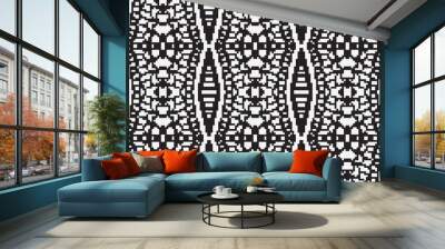 Ethnic seamless monochrome pattern vector image. Aztec geometric background. Tribal print. Navajo fabric. Modern abstract wallpaper. Vector illustration. Wall mural