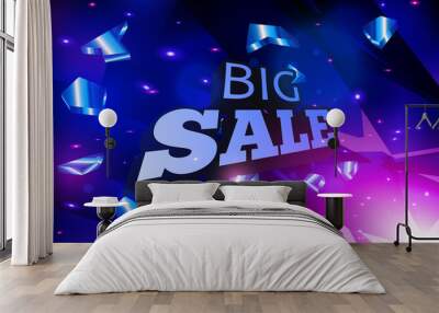 big sale banner design. Abstract blue vector explosion. Wall mural